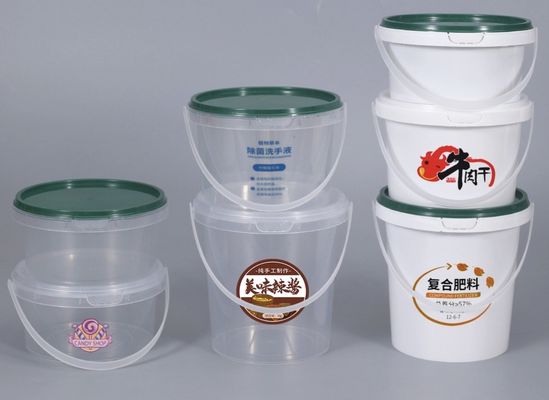 ISO9001 20l Seau en plastique transparent avec application de transfert thermique